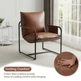 thumbnail image 3 of Hommpa Accent Chair Morden Arm Chair Metal Frame with Removable Storage Bag,Sling Accent Chair PU Leather for Living Room Bedrooms Home Theater,Brown, 3 of 12
