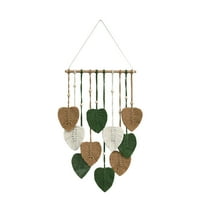 GQDIN Macrame Wall Hanging Leaves - Large Chic Feather Boho Decor, Handmade Yarn Woven Art Leaf Tapestry for Nursery, Bedroom, Living Room, 26.8 X 15.7 Inch