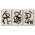 thumbnail image 2 of SHENIFY Black Lines Abstract Wall Art 16x24in3pcs Natural Framed Ink Wash Minimalist Canvas Painting Artwork, 2 of 5