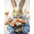 thumbnail image 1 of Fun Jigsaw Puzzles 500 Pieces for Adults Rabbit in Blue Dress with Tulips Educational Intellectual Jigsaw Puzzle,Cute Animals Fantasy Puzzles for Adults Fun Game 20.5 x 15 In, 1 of 5