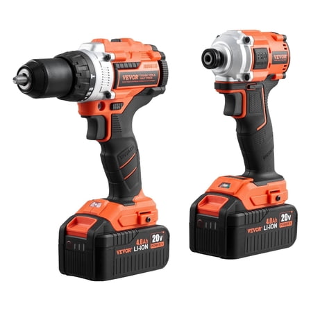 Tool Combo Kit Max 20V Cordless 2-Tool Power Combo Kit with 1/2 in Impact Drill, 1/4 in Impact Driver, Brushless Motor, Adjustable Torque, 2 x 4.0Ah Lithium Batteries, Fast Charger
