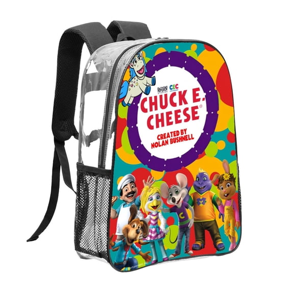 Clear Backpack for Chuck E Cheese Heavy Duty for School Work Women Men Transparent backpack Bookbag Stadium Approved See Through Backpack