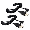 thumbnail image 1 of 2Pieces 5ft Spiral USB 2.0 USB Mini 5P Cable de de datos de enchufe en ángulo izquierdo para 3+, , t CUTICAT usb a mini cable usb, 1 of 8