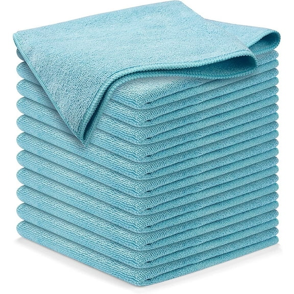 USANOOKS Microfiber Cleaning Cloth for Kitchen, Home & Automotive -Turq- Pack of 12 (12.5"x12.5")
