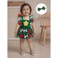 thumbnail image 4 of Miaouyo 0-18 Months Infant Baby Girl Christmas Romper Dress Bow Star Flying Sleeve Mesh Romper and Bow Headband 2 Pcs Set, 4 of 9