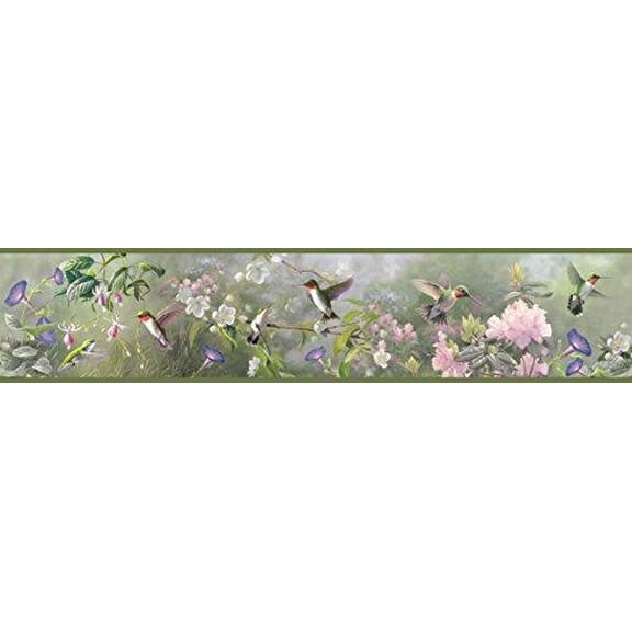 chesapeake htm48532b ruby moss hummingbird garden wallpaper border