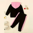 thumbnail image 3 of Kiijoy Girls Outfits Letter Print Casual Hoodie and Pants Sweatsuits, Sizes 9-12M, 3 of 7