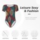 thumbnail image 4 of Balery Autumn Leaves Body de cuello redondo de manga corta para mujer Tops de manga corta Tops básicos-Large, 4 of 7