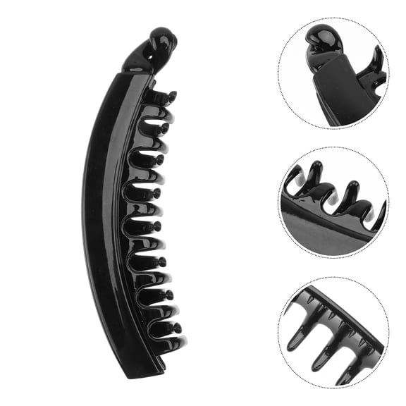 NICEXMAS 4Pcs Black Banana Hair Clip Pc Material Stylish Ponytail Holder for Decoration