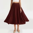thumbnail image 2 of Ahabrexf Elastic Waist Skirts for Women Casual Flax A Line Ankle Skirt Solid Color Large Size, 2 of 9