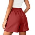 thumbnail image 4 of Inverlee Womens Elastic Waist Cotton Shorts with Cuffed Hem Casual Loose Fit Summer Vacation Shorts Watermelon Red XL, 4 of 6