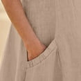 thumbnail image 3 of CHOK Robe en Coton et Lin Couleur Unie 2024 pour Femmes Col en U Sans Manches Décontractée avec Poches Bleu P, 3 of 7
