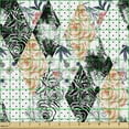thumbnail image 2 of Ambesonne Floral Design Fabric by the Yard Upholstery, Geometric Lozen Rose, 3 Yards, White Charcoal Grey Amber, 2 of 5