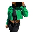 thumbnail image 4 of Lnzyyephy Women's Denim Short Coat, Solid Color Long Sleeve Lapel Jacket Button Down Distressed Hem Crop Jeans Coat, 4 of 9