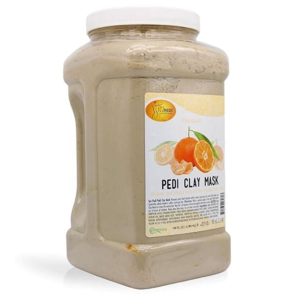 SPA REDI - Clay Mask, Mandarin, 128 Oz - Pedicure and Body Deep Cleansing, Skin Pore Purifying, Detoxifying and Hydrating - Natural Bentonite Clay, Infused with, Amino Acids
