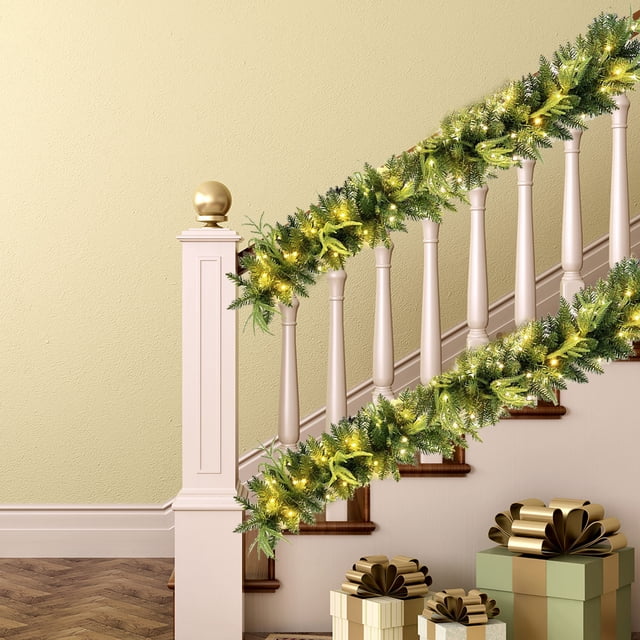 Holiday Saving! srobpty Christmas Decoration, Home Decor, 2.7 Meter Pines Needle Wreath with LED String Lights Artificial Lighted Wreath Winter Mantelpiece Tabletop Porch Decoration Holiday Wreaths