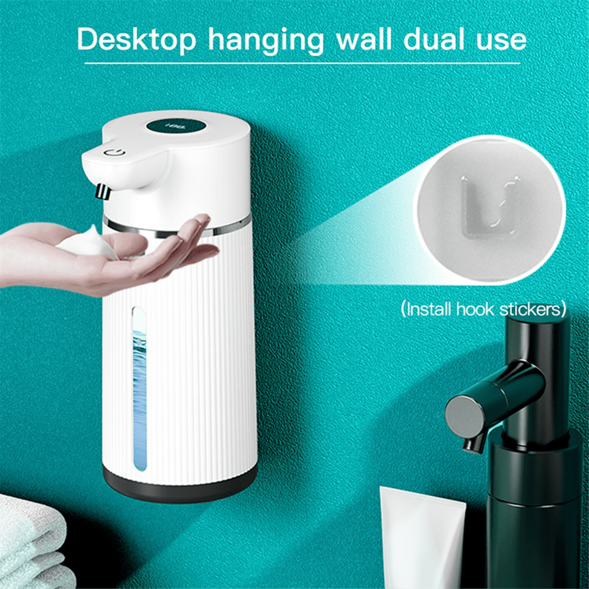 420ML Automatic Foaming Soap Dispenser 4 Gear Infrared Sensor USB Rechargeable Dispenser Wall Mounted IPX6 White