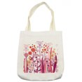 thumbnail image 1 of Flower Tote Bag, Garden Pink Florals Buds Leaves Swirls Romantic Modern Art, Cloth Linen Reusable Bag for Shopping Books Beach and More, 16.5" X 14", Cream, by Ambesonne, 1 of 2