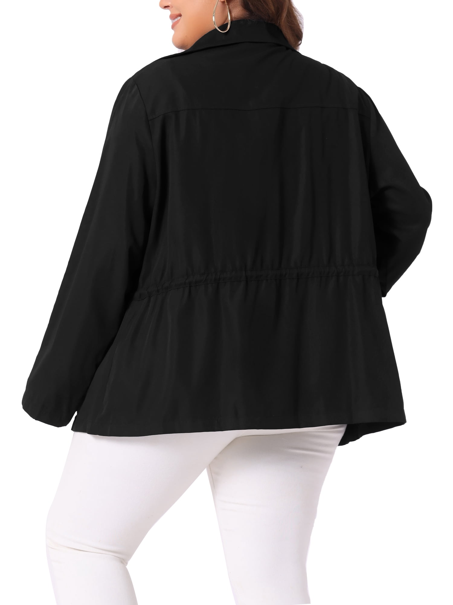 DARING DIVA Plus Size Moto Zipper Drawstring Waist Jacket 3X Black