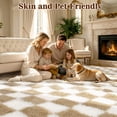 thumbnail image 3 of ZRSDIXK 8'x10' Area Rugs for Living Room, Large Shag Fluffy Rug Checkered Carpet, Beige & White, 3 of 12