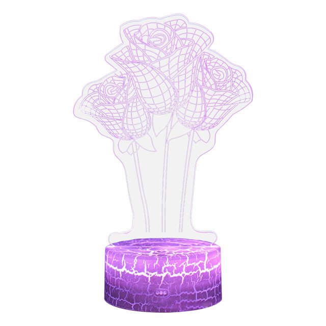 Fiudx Luz Nocturna Led de San Valentín, 7 Colores Cambiantes, Alimentación Por Usb, Base Acrílica, Control Táctil, Decoración para Dormitorio, Regalo para El Hogar, Ambiente Romántico, Tamaño 8,8 X 3