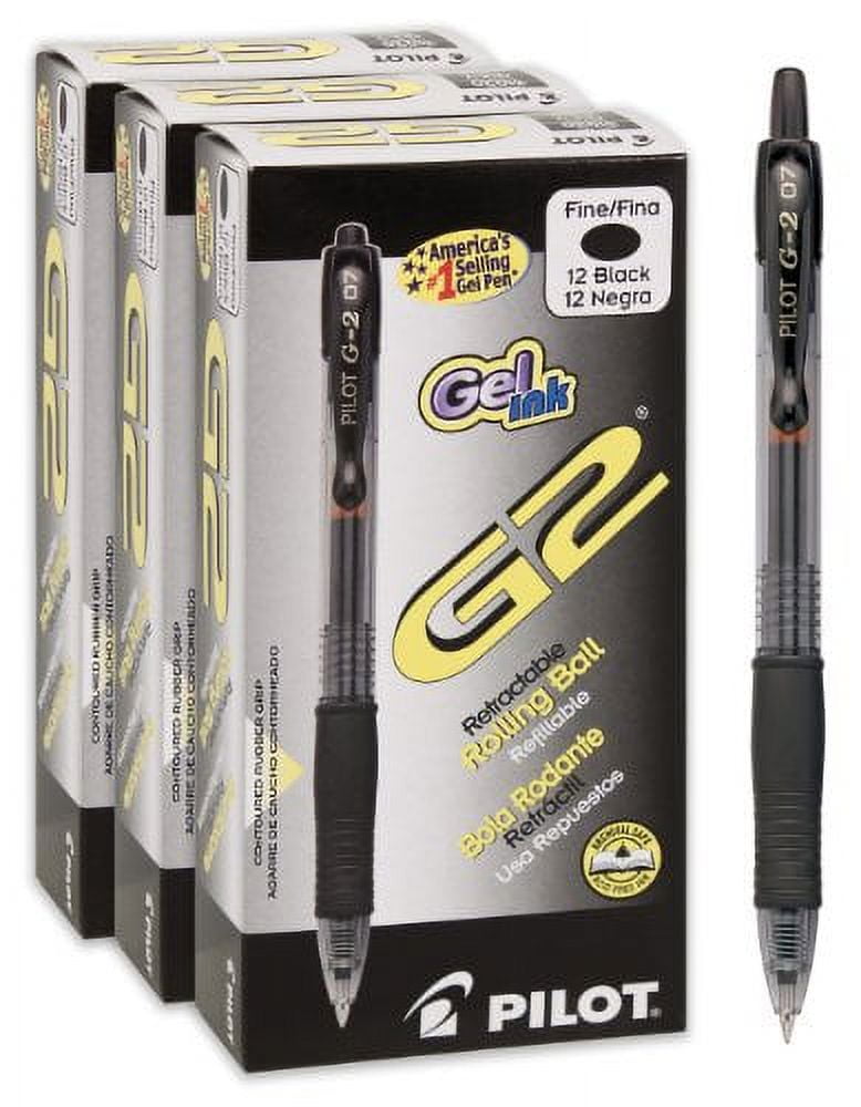 Pilot G2 Retractable Premium Gel Ink Roller Ball Pens Fine Pt (.7) 36 Pens Black; Retractable, Refillable & Premium Comfort Grip; Smooth Lines to the End of the Page, America?s #1 Selling Pen Brand