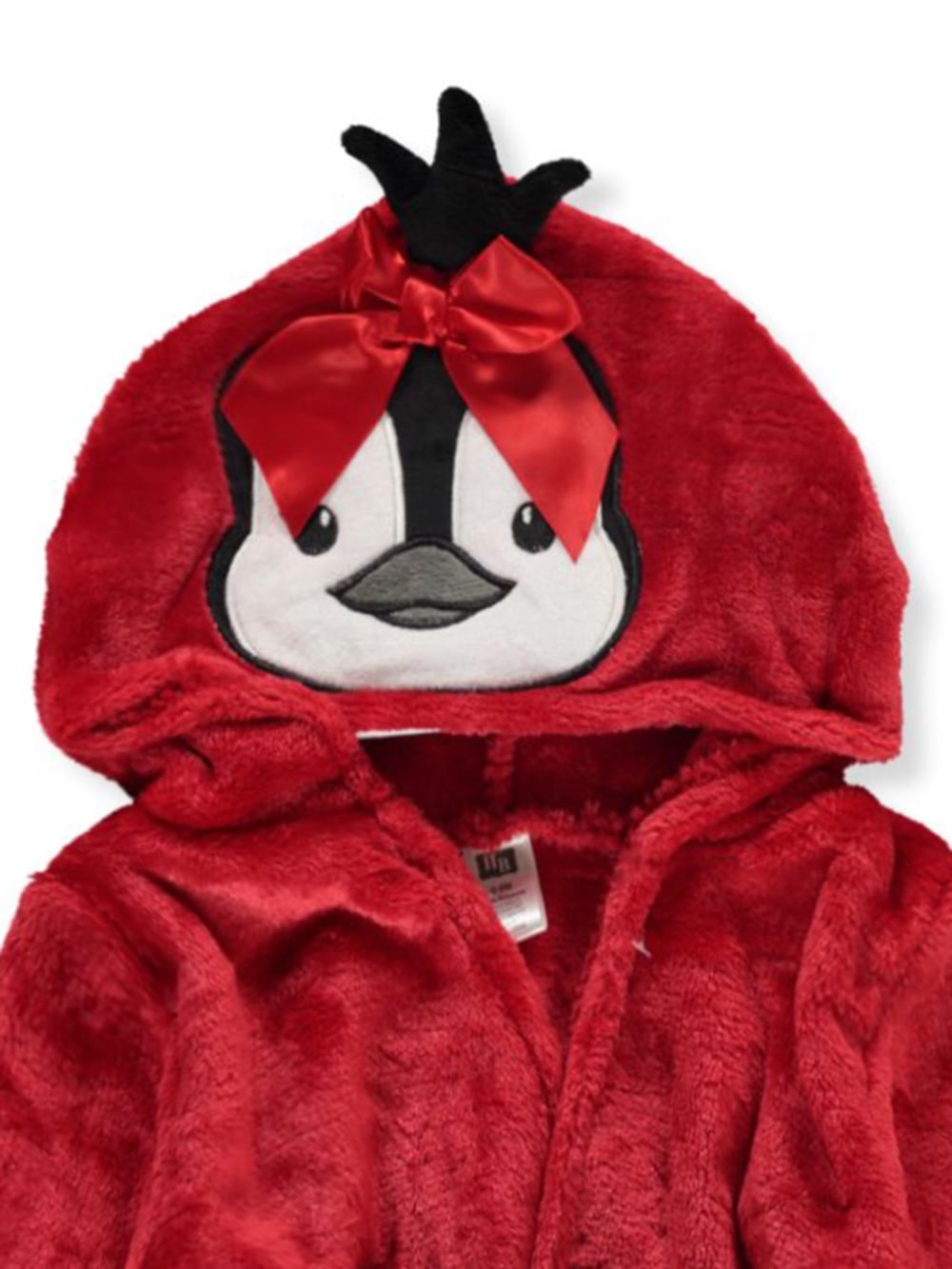 Hudson Baby Infant Girl Plush Animal Bathrobe, Girl Penguin, 0-9 Months