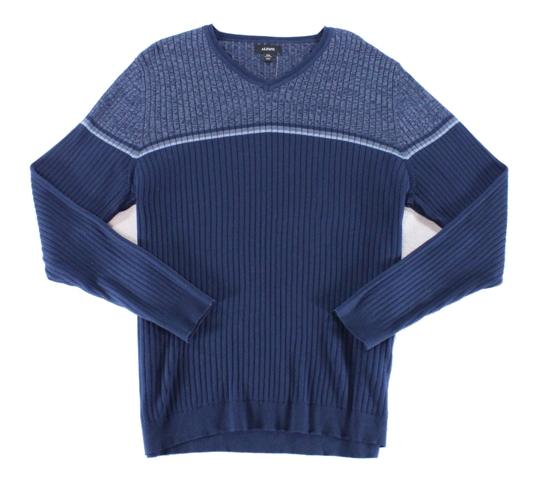 Alfani NEW Navy Blue Mens Size 3XL Big Tall Rib Texture V-Neck Sweater ...