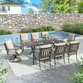 thumbnail image 3 of ALAULM 9-Piece Outdoor Patio Dining Set with Rectangle Metal Table and 6 Dining Chairs and 2 Swivel Chairs, Sand, 3 of 7