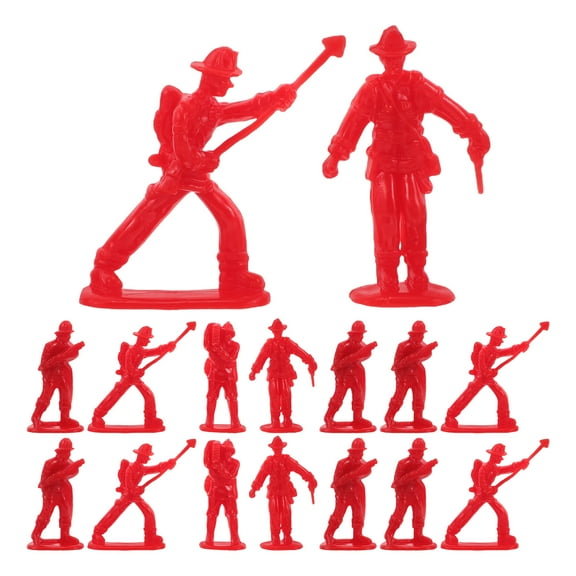 unbranded 100 Pcs Doll House People Figures Firefighting Dolls Firefighter Ornament Cake Topper Red