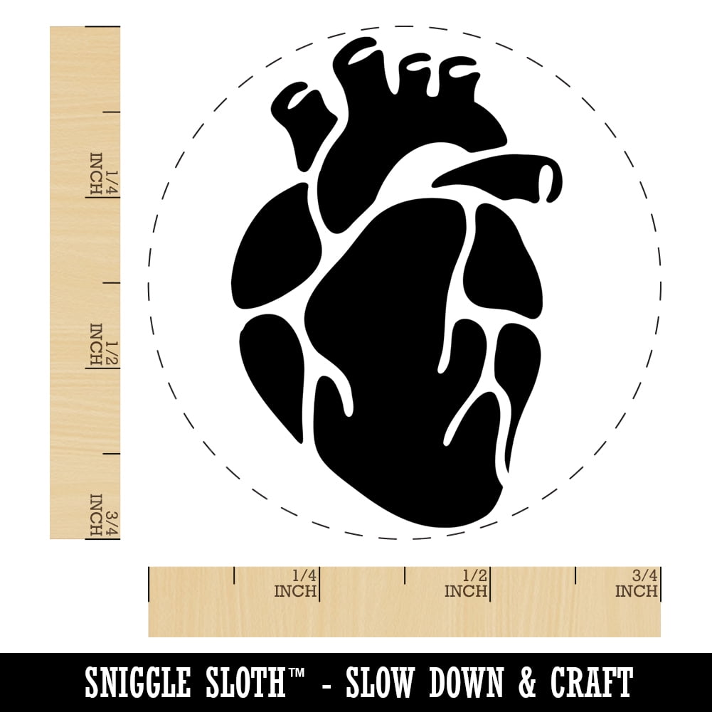 Realistic Heart Four Chambers Anatomy Biology Love Science Self-Inking Rubber Stamp Ink Stamper - Brown Ink - Small 3/4 Inch