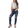 thumbnail image 2 of INSPIRE CHIC Women's Cropped Denim Jacket Short Sleeve Button Front Jean Jacket L Grey, 2 of 6