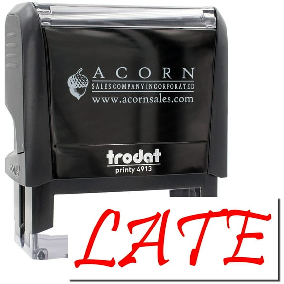 Large Self-Inking Late Stamp, Trodat Printy 4913, Press and Print Stamping, Impression Size 7/8" x 2-1/4", Up to 10,000 Impressions - Red Ink