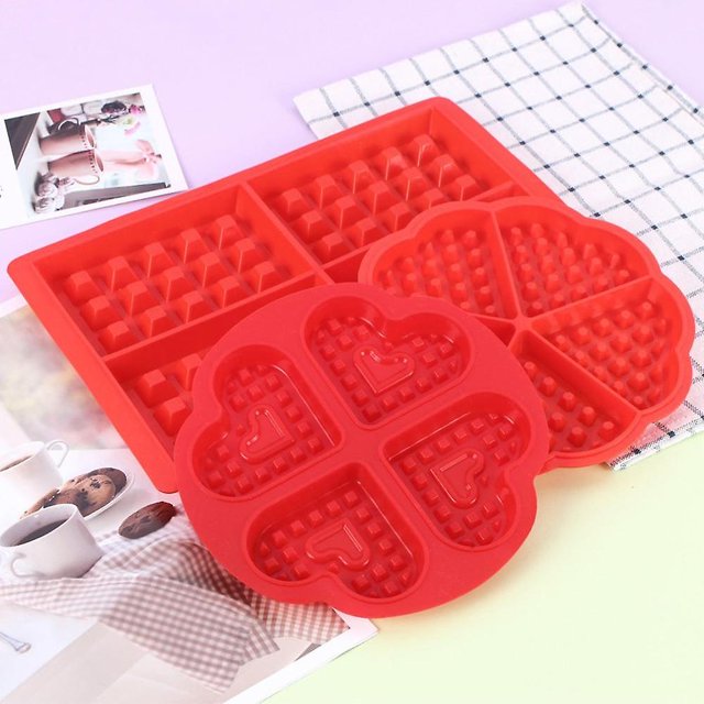 Molde para gofres Diy, modelo antiadherente para hacer pasteles en la cocina, accesorios para hornear, molde para gofres en forma de corazón de 4 cuadrados