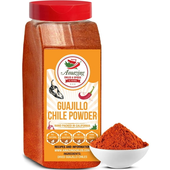 Guajillo Chile Powder Ground 1LB (16oz) Natural and Premium - Great For Chili, Sauces, Stews, Salsa, Meat Rubs, Enchiladas, Mole and Tamales - Tangy Spicy-Sweet Flavor