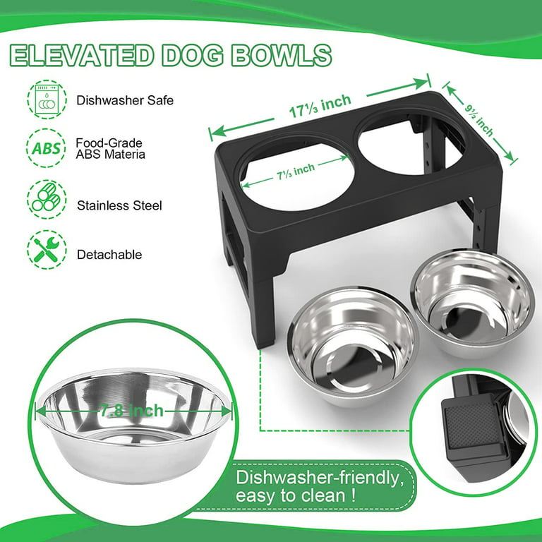 Pawque Elevated Dog Bowls, 80Oz Stainless Steel Water Feeder with 3  Adjustable Heights, Anti-Spill Design for Small to Medium Sized Dogs