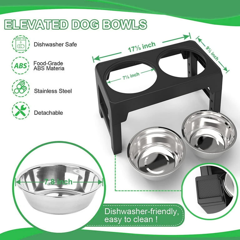 Pawque 80oz Stainless Steel Elevated Dog Water Bowls with Plastic