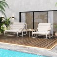 thumbnail image 3 of TREXM Outdoor Chaise Lounge Chairs Set of 3, Patio Chaise Lounge Chair with Acacia Side Table, Pool Lounge Chairs for Lawn, Deck, Beach, Beige+White, 3 of 9