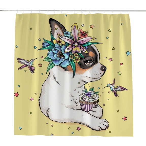 Bath Curtains Shower Curtain Cute Cartoon Chihuahua Dog Bathroom Waterproof Machine Washable Fabric Decor Shower Curtains for Bathroom, 60x72 inch