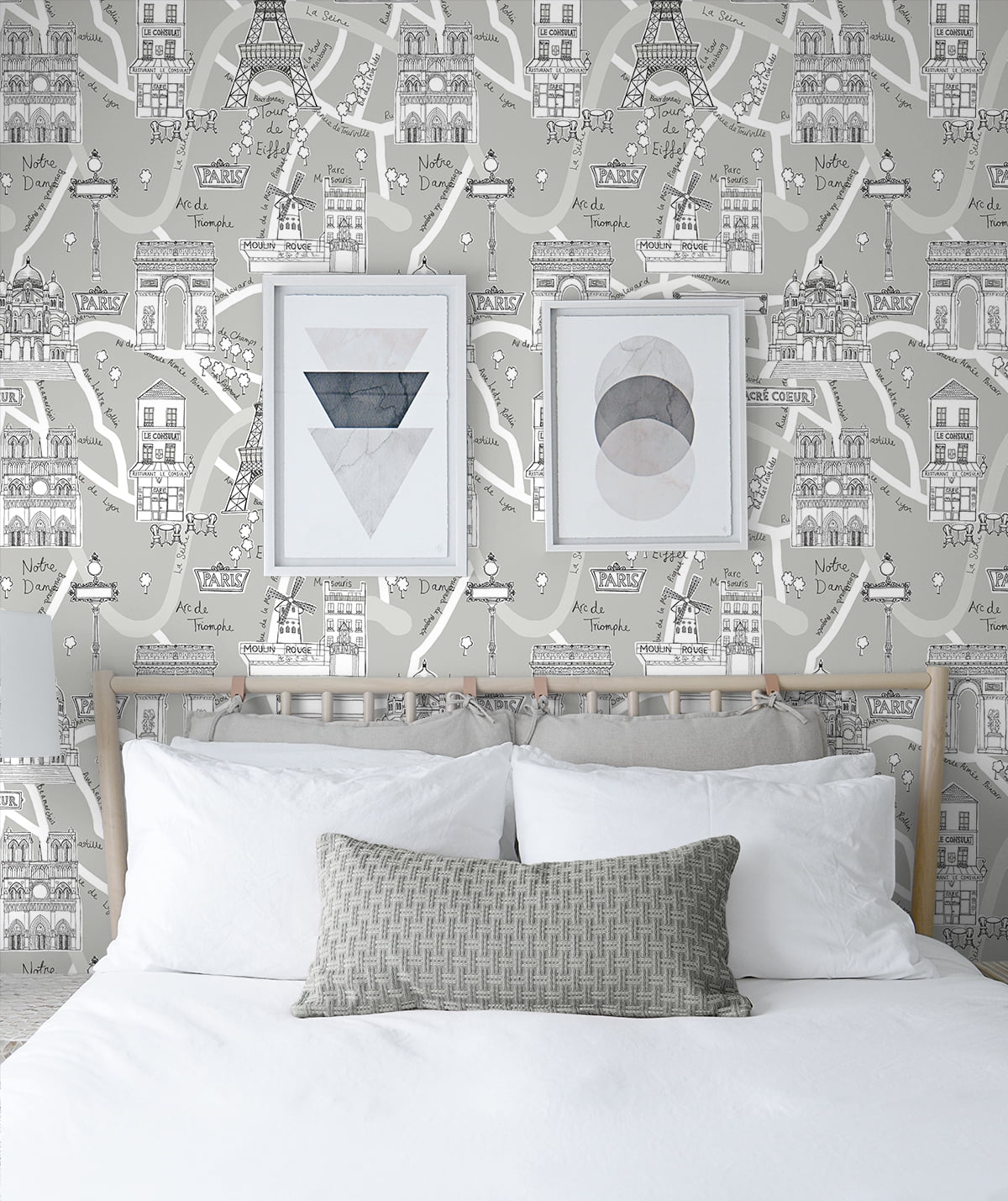 NextWall Argos Grey Paris Scene Peel and Stick Wallpaper