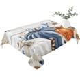 thumbnail image 2 of Blue Pumpkin Fall Table Cloth Waterproof Tablecloths, Thanksgiving Eucalyptus Leaves Gray Wooden Tablecloth Dining Table Cover for Kitchen Party Tabletop Outdoor, Rectangle Tablecloth 52x70 Inch, 2 of 9
