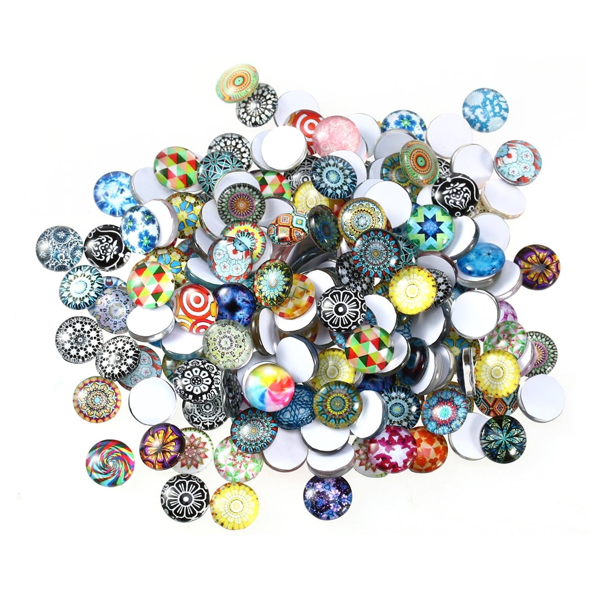 200pcs 12mm Mixed Round Mosaic Tiles DIY Glass Stickers Jewelry Making Supplies 