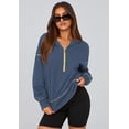 thumbnail image 3 of PRETTYGARDEN Women's Hooded Sweatshirts Long Sleeve Half Zip Cropped Hoodie Pullover Winter Fashion Clothes, 3 of 10