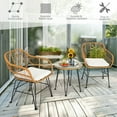 thumbnail image 5 of Resenkos 3 Pieces Rattan Furniture Set, Small Patio Conversation Furniture Set with Cushioned Chair Table-White, 5 of 9