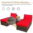 thumbnail image 3 of Gymax Ensemble de Mobilier de Patio Extérieur 5 Pcs avec Table à Café, Ottoman, Coussin Rouge, 3 of 10