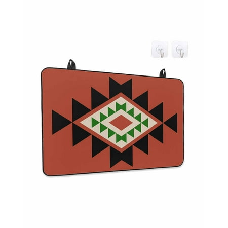 Stove Top Covers for Electric Stove 36x21 Inches Red Black Green Boho Heat Insulation Fireproof Glass Cooktop Protector Farmhouse Vintage Abstract Geometric Countertop Stovetop Cover for Kitchen