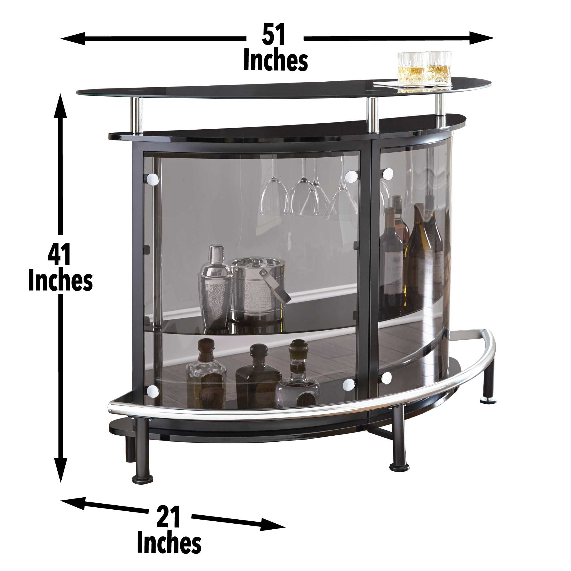Steve Silver Ariana Contemporary Home Bar with Stemware Holder, Black