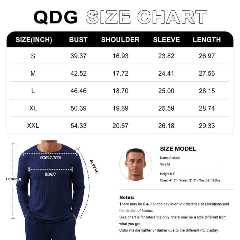 QDG Men's Pajama Set Brushed Ribbed Henley Neck photo 5