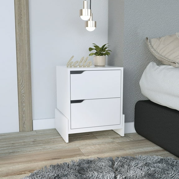 Miekor Furniture Luss Nightstand, Bedside Table with 2-Drawers 75365
