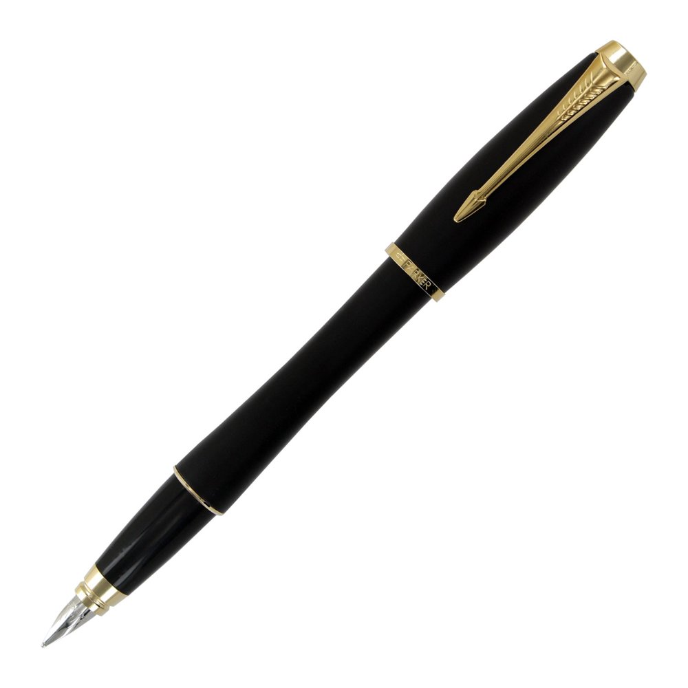 Parker Urban Matte Black Gold Trim Medium Point Fountain Pen
